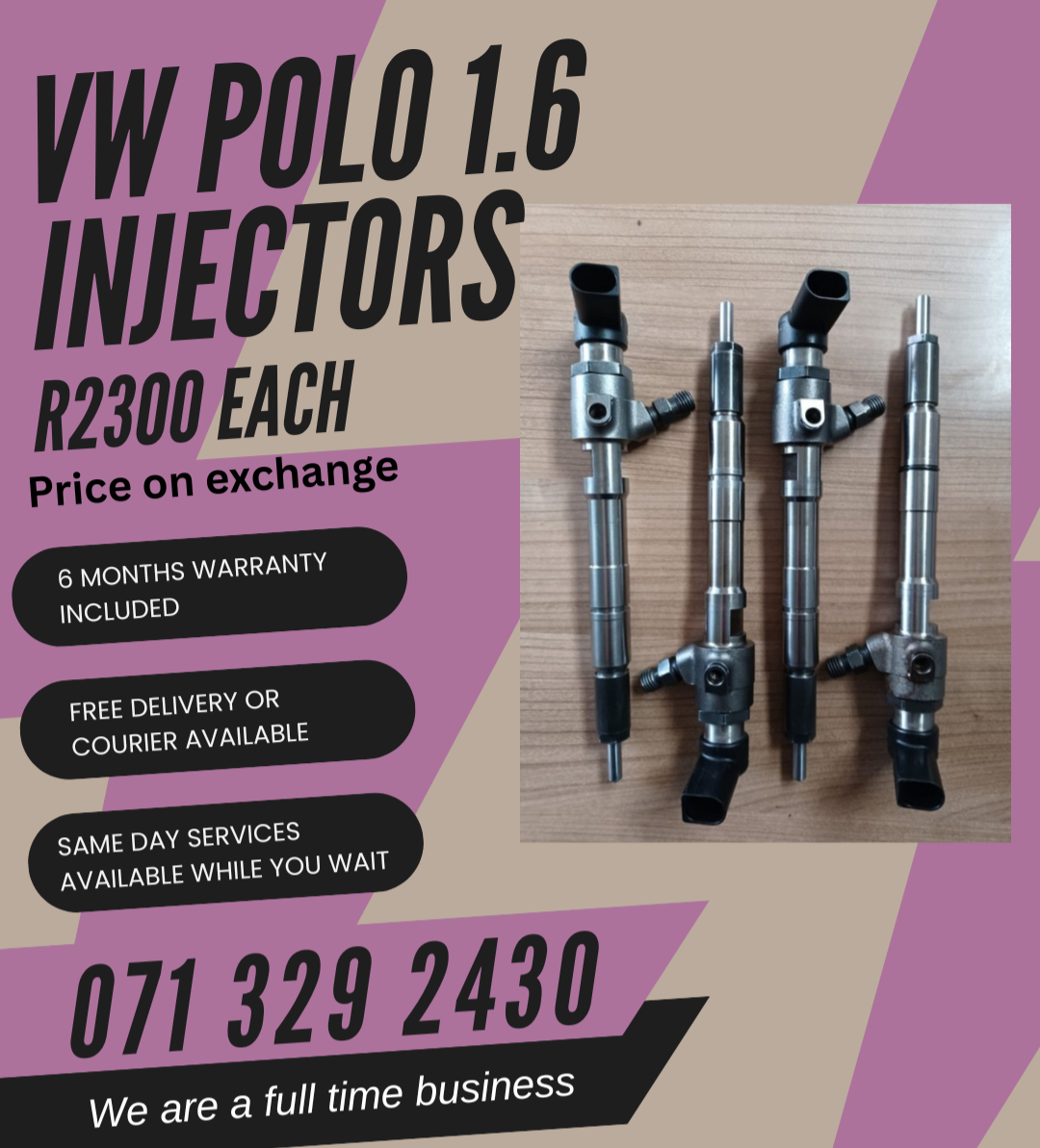 VW POLO 1.6 DIESEL INJECTORS FOR SALE WITH WARRANTY - Private Seller VW POLO 1.6 DIESEL INJECTORS FOR SALE WITH WARRANTY - Private Seller