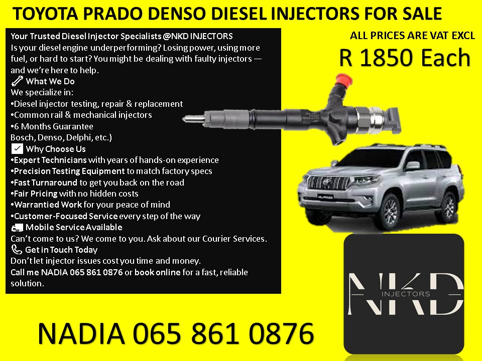 TOYOTA PRADO DIESEL INJECTORS FOR SALE OR RECON WITH WARRANTY. - Private Seller TOYOTA PRADO DIESEL INJECTORS FOR SALE OR RECON WITH WARRANTY. - Private Seller