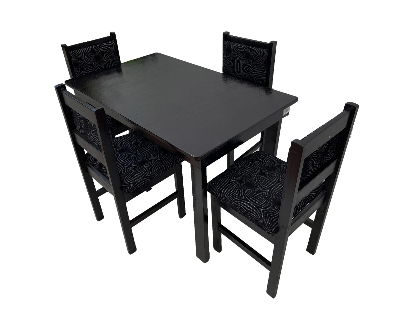 Black Wooden 4 Seater Dining Table Sets for 