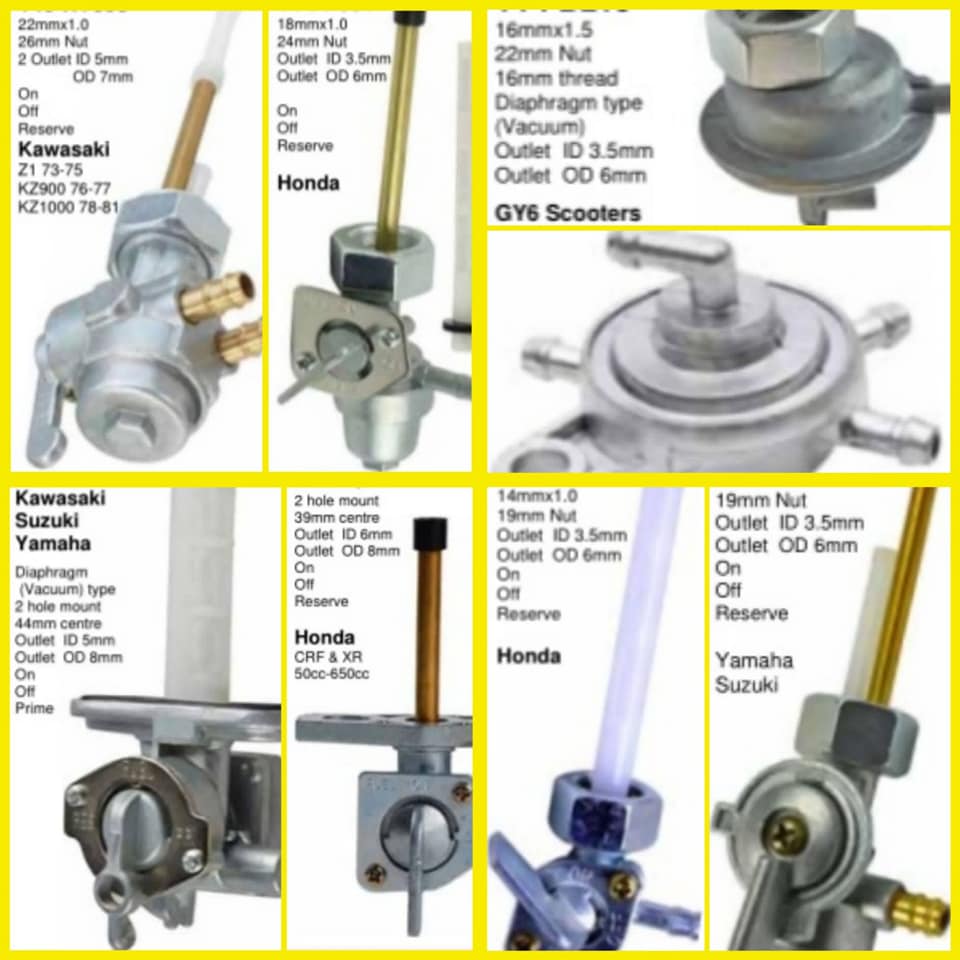 Bike Fuel taps,Fuel pump,Brake pads,Mirror's