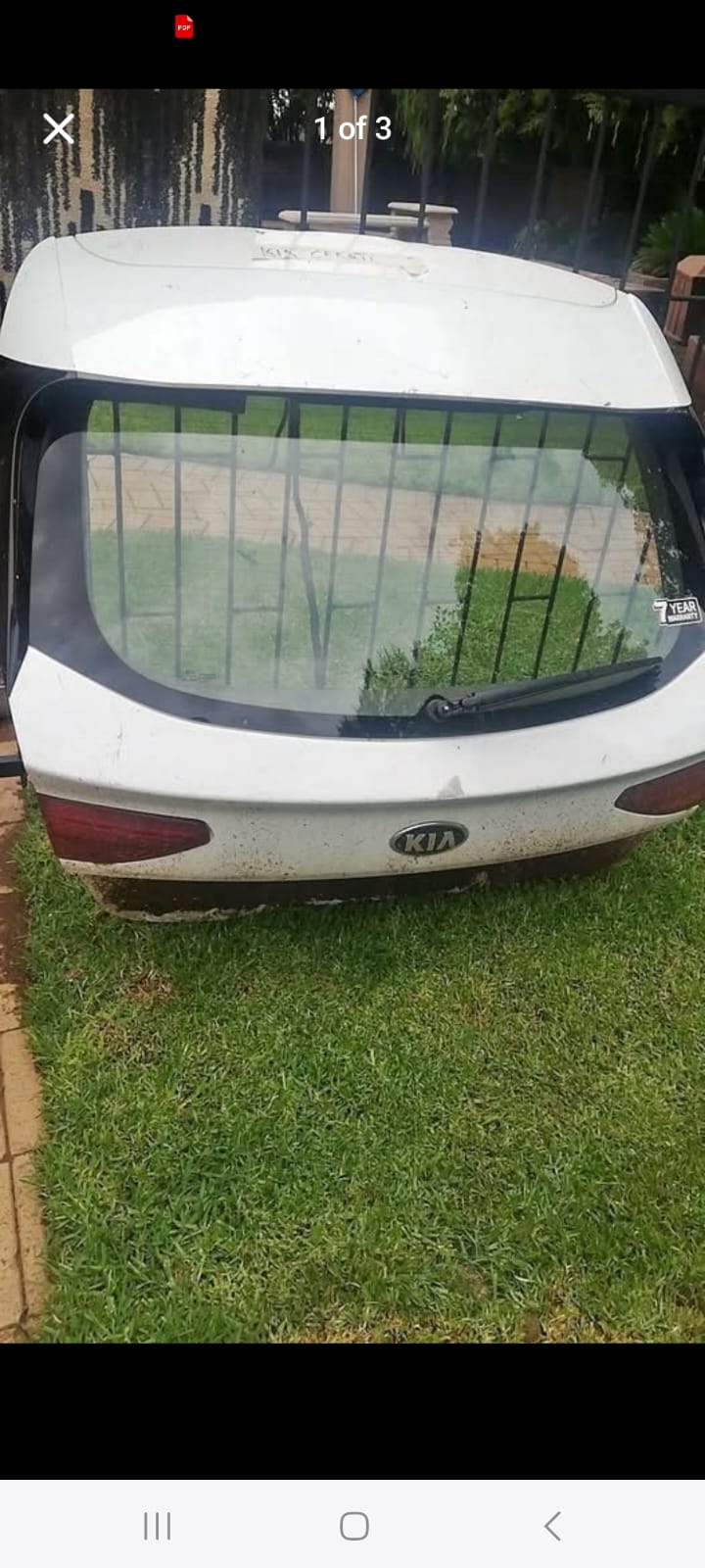 Kia Cerato Tailgate complete with Window - Private Seller