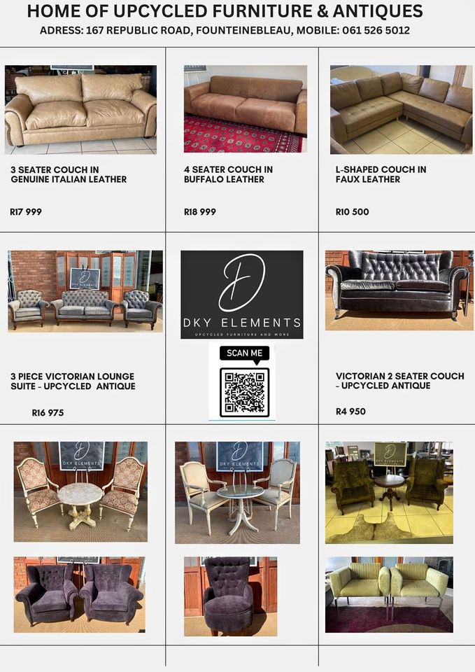 Leather couches, chairs, and other antique items Leather couches, chairs, and other antique items
