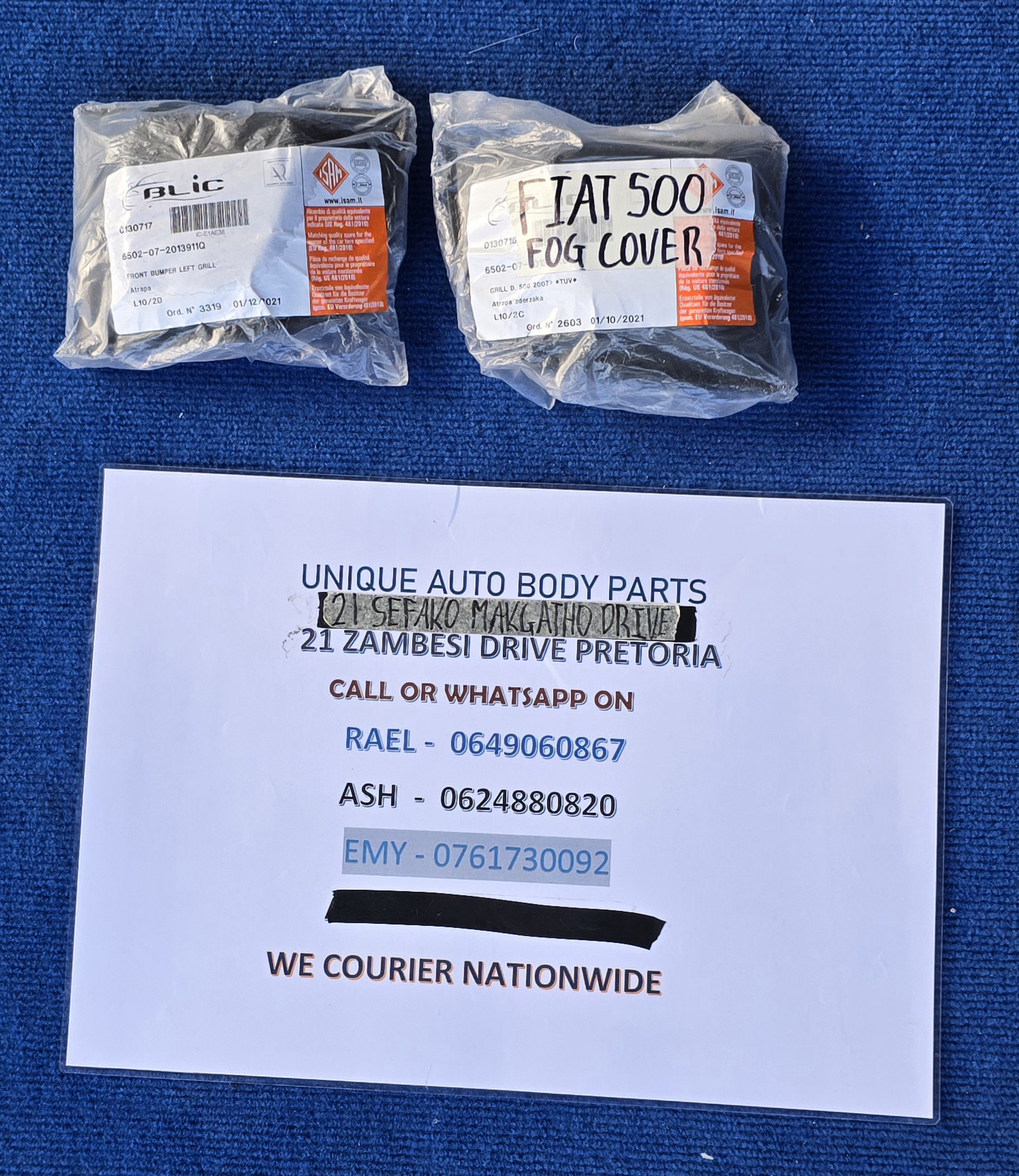 Fiat 500 Left and Right Fog Cover Fiat 500 Left and Right Fog Cover