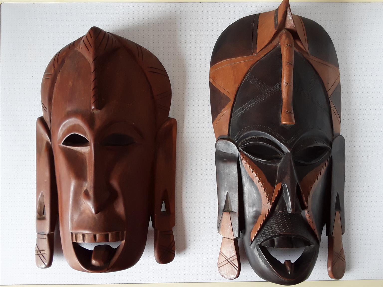 African Masks and Wooden Art Craft. To Collect or to Protect Your Home. R500 each. Four to choose. African Masks and Wooden Art Craft. To Collect or to Protect Your Home. R500 each. Four to choose.