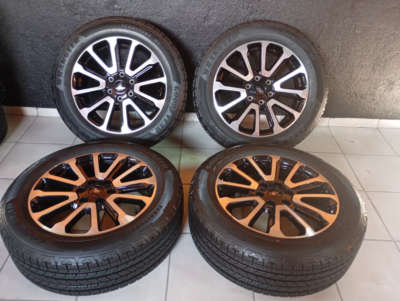 20" Original set of Ford rims with new Goodyear wrangler tyres available now - Private Seller