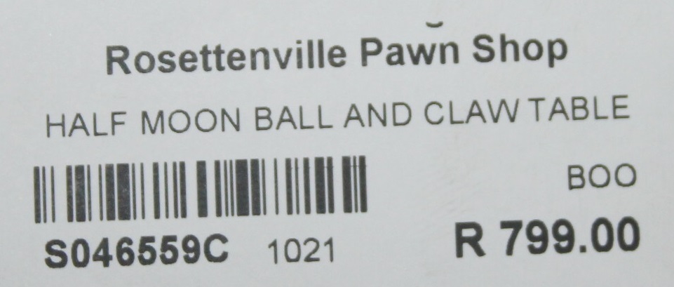 Half moon ball and claw table S046559C #Rosettenvillepawnshop