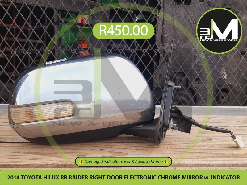 2014 TOYOTA HILUX RB RAIDER RIGHT DOOR ELECTRONIC CHROME MIRROR w. INDICATOR