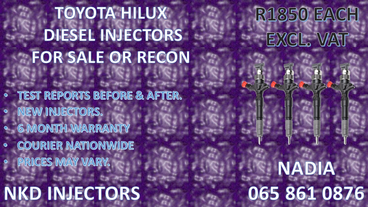 RECONDITIONED DIESEL INJECTORS FOR SALE FOR TOYOTA HILUX - Private Seller RECONDITIONED DIESEL INJECTORS FOR SALE FOR TOYOTA HILUX - Private Seller