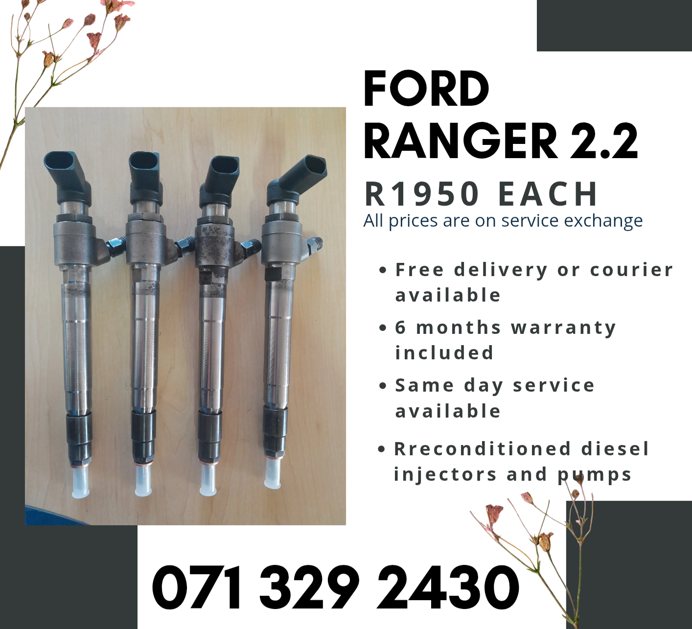 FORD RANGER 2.2 INJECTORS FOR SALE WITH WARRANTY INCLUDED - Private Seller FORD RANGER 2.2 INJECTORS FOR SALE WITH WARRANTY INCLUDED - Private Seller
