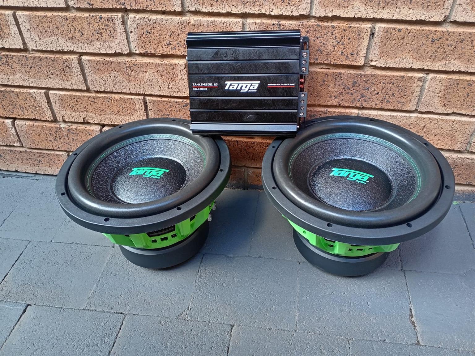 Car Audio Bass Combo 2 x Pythons Subwoofers & 34500w Targa Amplifier