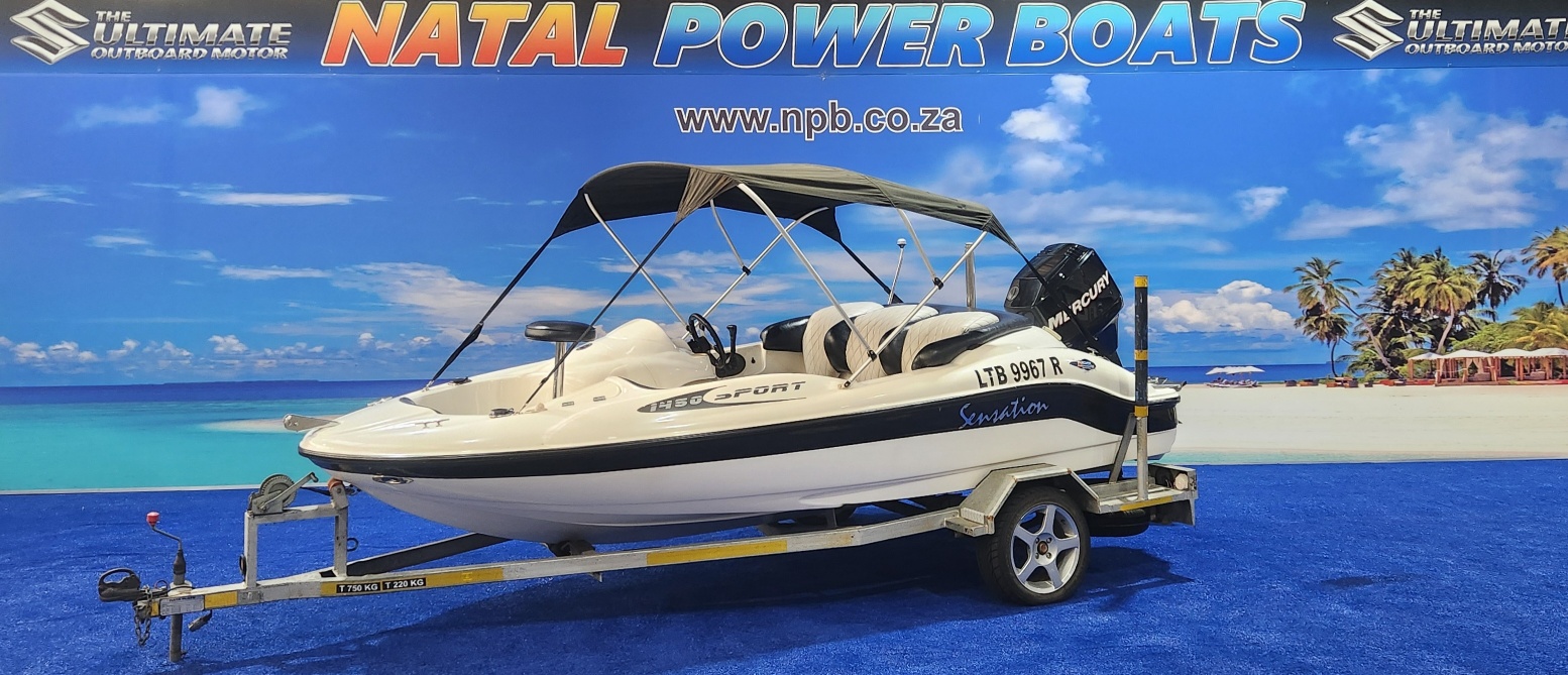 SENSATION 1450 SPORT ON TRAILER 90 HP MERCURY TRIM