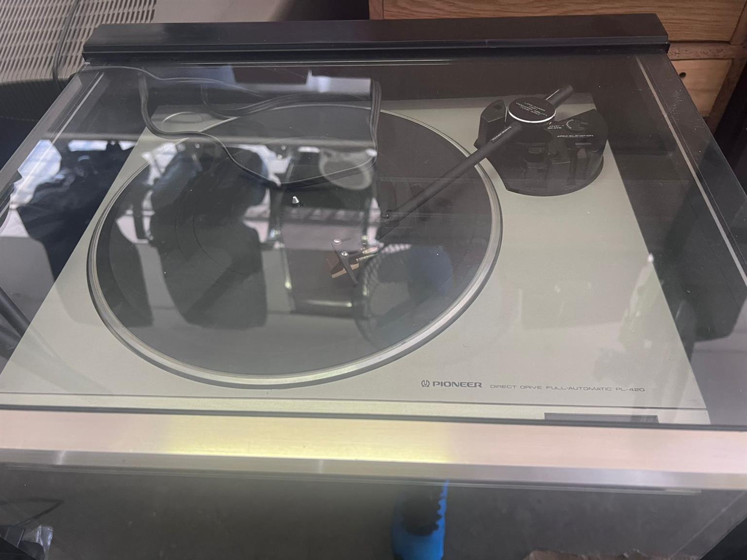 Pioneer PL420 Turntable and Stereo Cabinet and Speakers