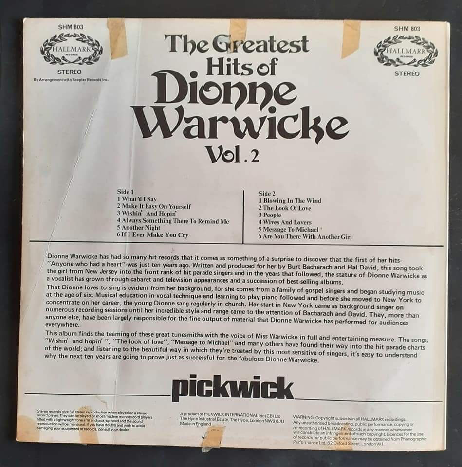 The Greatest Hits of Dionne Warwick Vol.2 LP Record