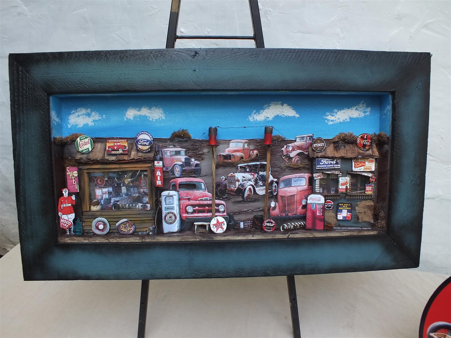Vintage Ford Garage 3 D Diorama Art For Sale