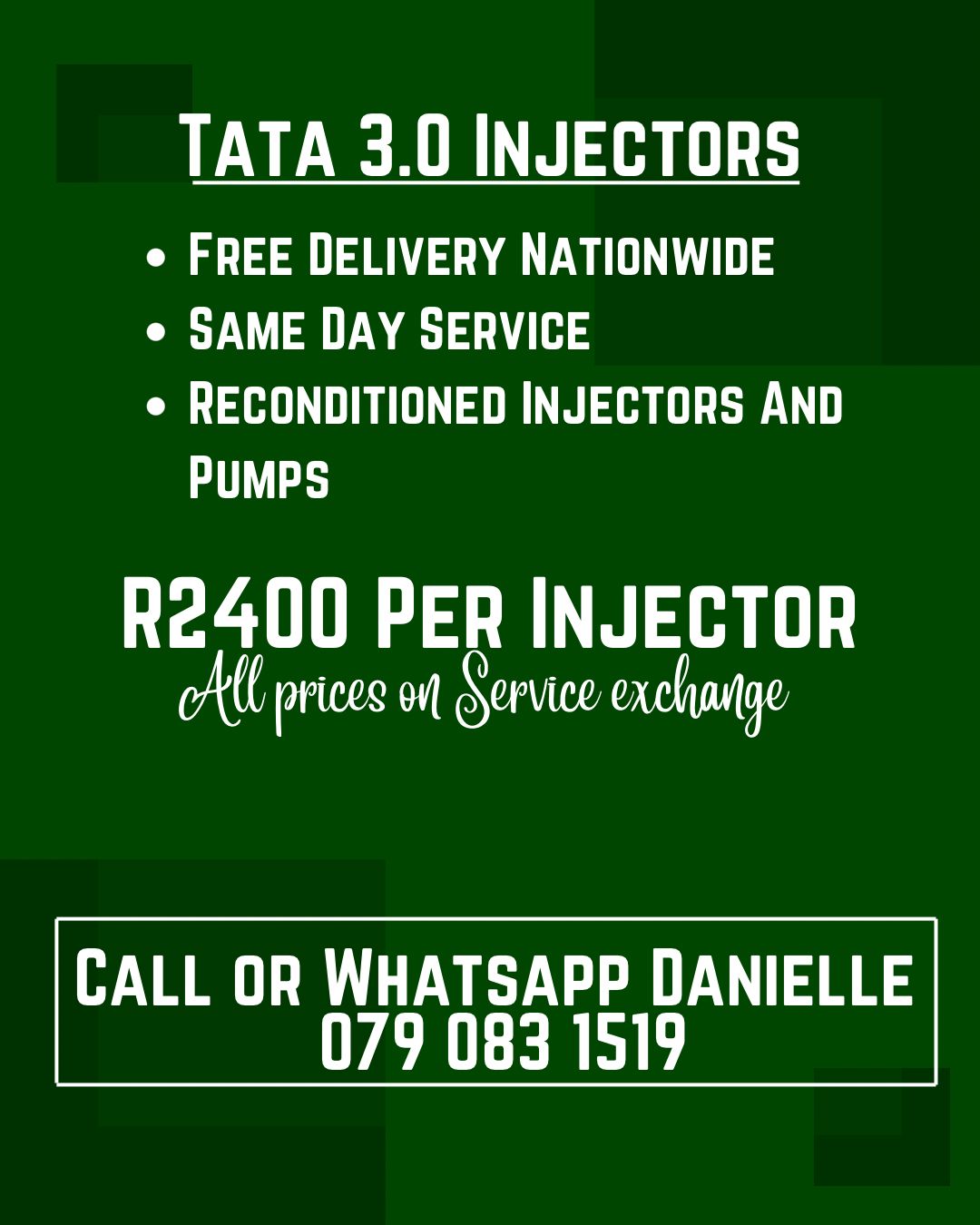 TATA 3.0 INJECTORS FOR SALE WITH WARRANTY INCLUDED - Private Seller TATA 3.0 INJECTORS FOR SALE WITH WARRANTY INCLUDED - Private Seller