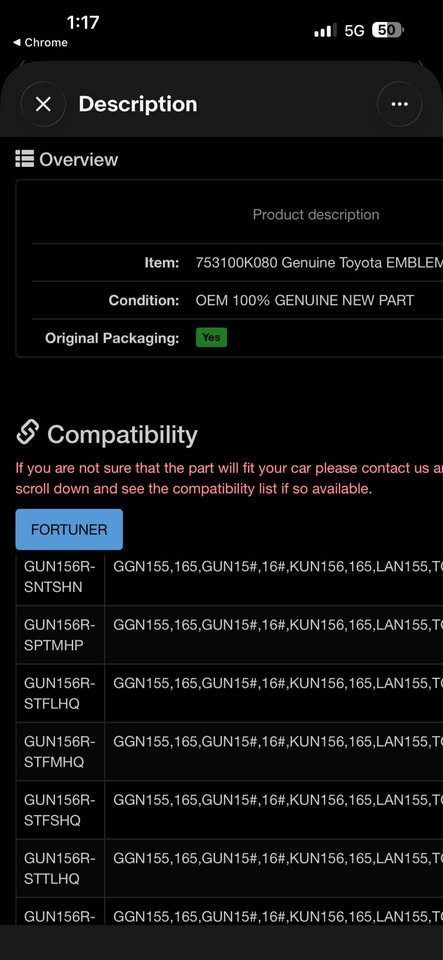 Toyota fortuner grill badge logo - Private Seller