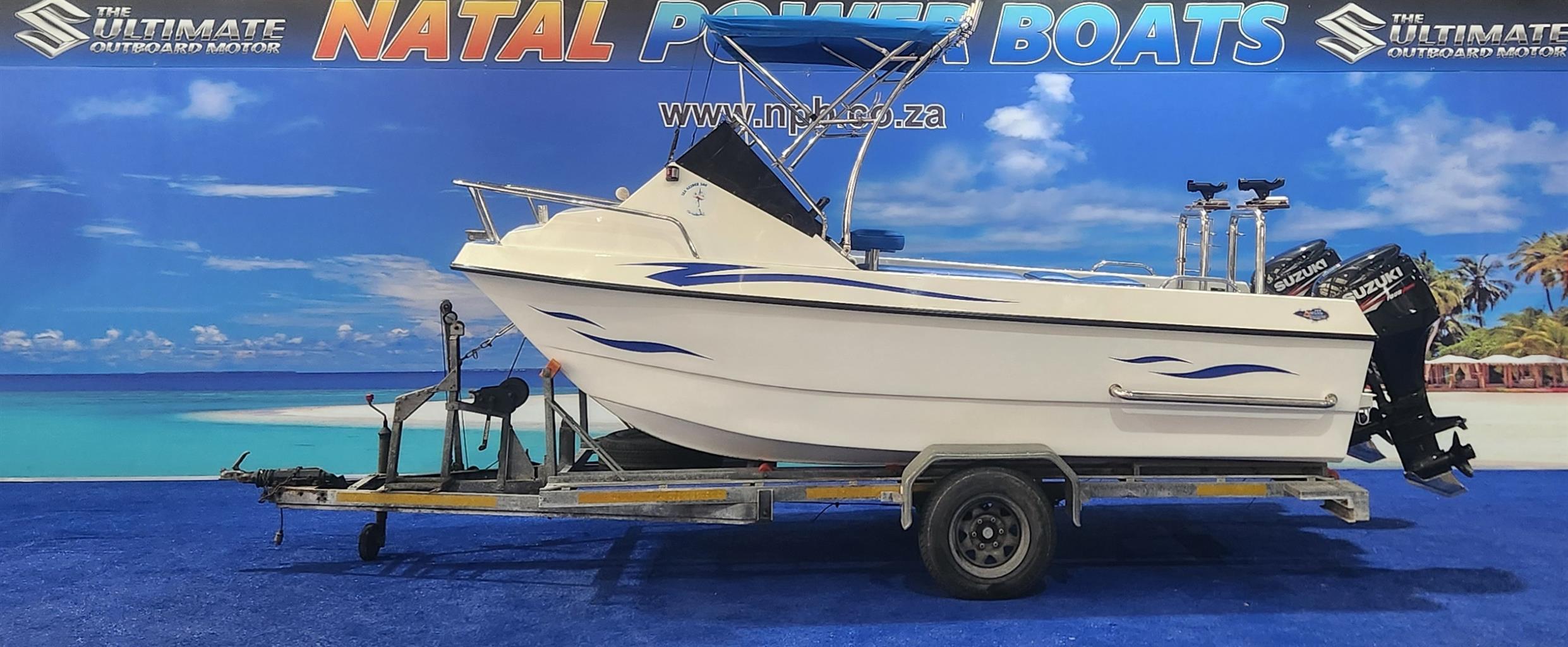 YOGI CAT 500 ON TRAILER 2 X 60 HP SUZUKI 4 STROKES 2011 MODEL 190 / 200 HOURS