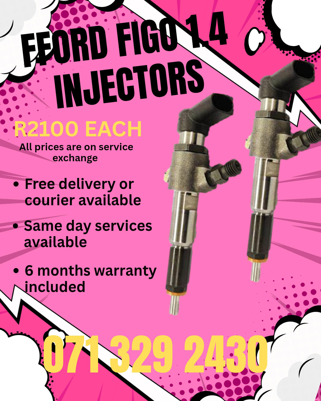 FORD FIGO 1.4 DIESEL INJECTORS FOR SALE WITH WARRANTY - Private Seller FORD FIGO 1.4 DIESEL INJECTORS FOR SALE WITH WARRANTY - Private Seller
