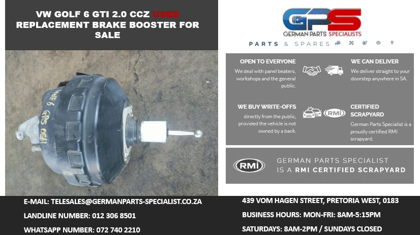 VW GOLF 6 GTI 2.0 CCZ USED REPLACEMENT BRAKE BOOSTER FOR SALE - Private Seller VW GOLF 6 GTI 2.0 CCZ USED REPLACEMENT BRAKE BOOSTER FOR SALE - Private Seller