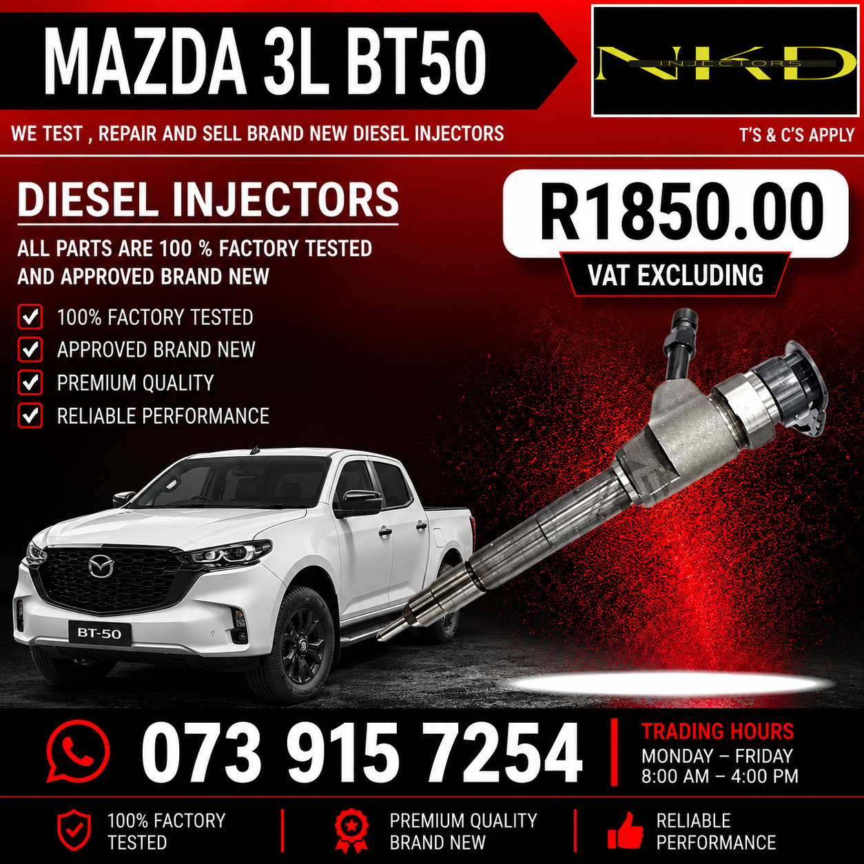 Mazda_3.0L_BT50_Injectors_On_Repair - Private Seller Mazda_3.0L_BT50_Injectors_On_Repair - Private Seller