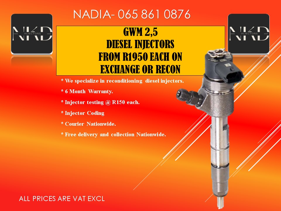 GWM 2.5 DIESEL INJECTORS FOR SALE OR REFURBISH YOUR ORIGINALS - Private Seller GWM 2.5 DIESEL INJECTORS FOR SALE OR REFURBISH YOUR ORIGINALS - Private Seller