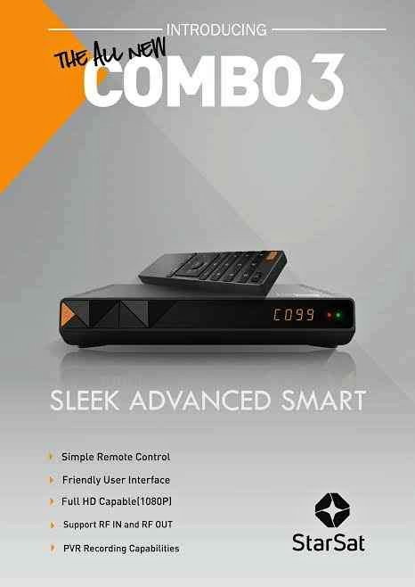 Starsat Combo 3 Decoder, remote control, dish & LNB (NOT for Open View). Starsat Combo 3 Decoder, remote control, dish & LNB (NOT for Open View).