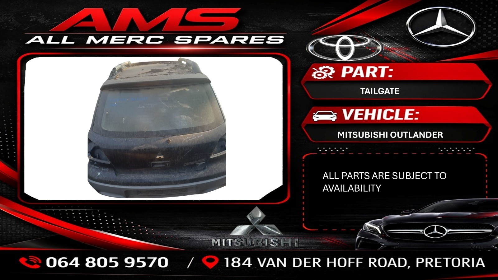 USED MITSUBISHI OUTLANDER TAILGATE AVAILABLE - Private Seller USED MITSUBISHI OUTLANDER TAILGATE AVAILABLE - Private Seller
