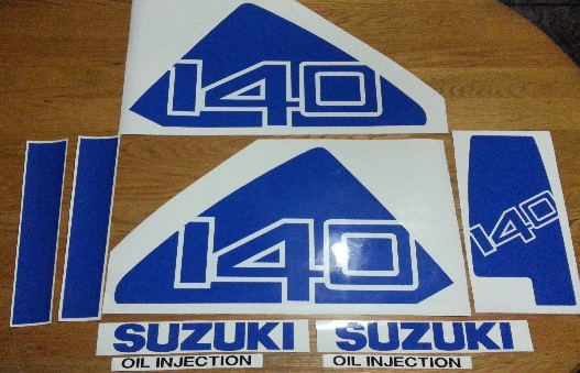 Suzuki DT 140 outboard motor cowl decals stickers vinyl graphics sets Suzuki DT 140 outboard motor cowl decals stickers vinyl graphics sets