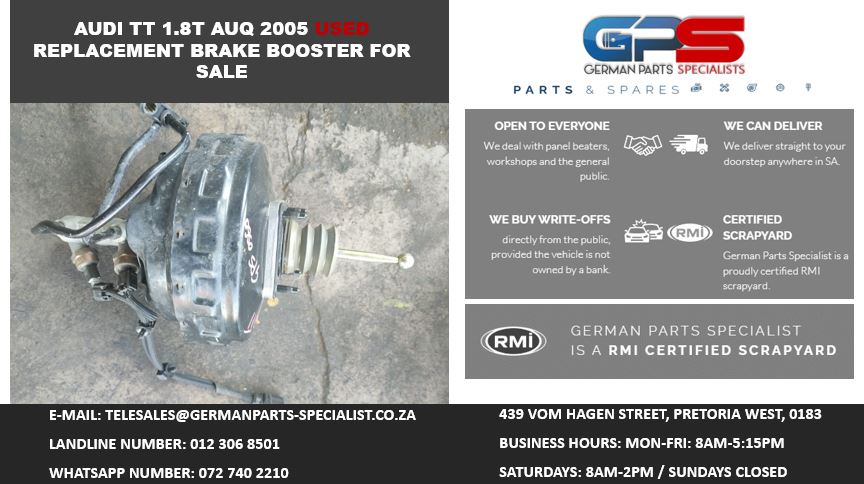 AUDI TT 1.8T AUQ 2005 USED REPLACEMENT BRAKE BOOSTER FOR SALE - Private Seller AUDI TT 1.8T AUQ 2005 USED REPLACEMENT BRAKE BOOSTER FOR SALE - Private Seller