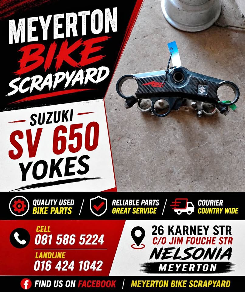 Suzuki SV 650 Top yoke. Bigboy Zooka JNR 90 Stripping for spares. Meyerton Bike Scrapyard. New and - Private Seller Suzuki SV 650 Top yoke. Bigboy Zooka JNR 90 Stripping for spares. Meyerton Bike Scrapyard. New and - Private Seller