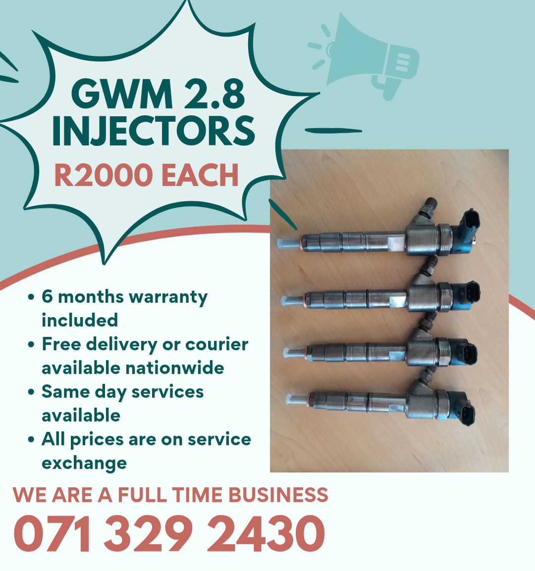 GWM 2.8 INJECTORS FOR SALE WITH WARRANTY