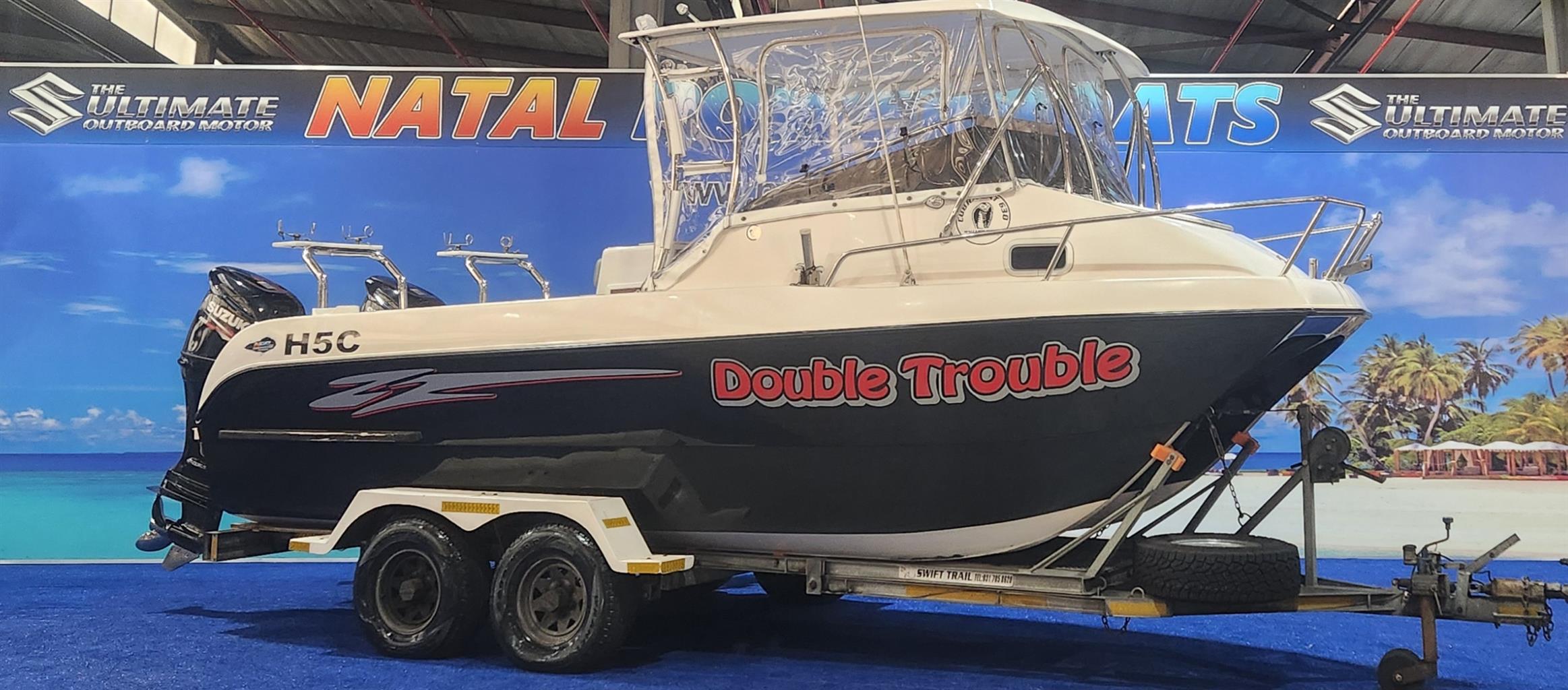 COBRA CAT 630 ON TRAILER 2 X 140 SUZUKI 4 STROKES 2014 MODEL 560 HOURS