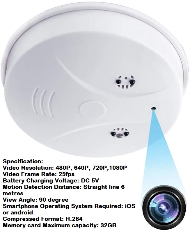 New Wireless Spy Smoke Detector HD Camera with WiFi and Motion Detection. NEW