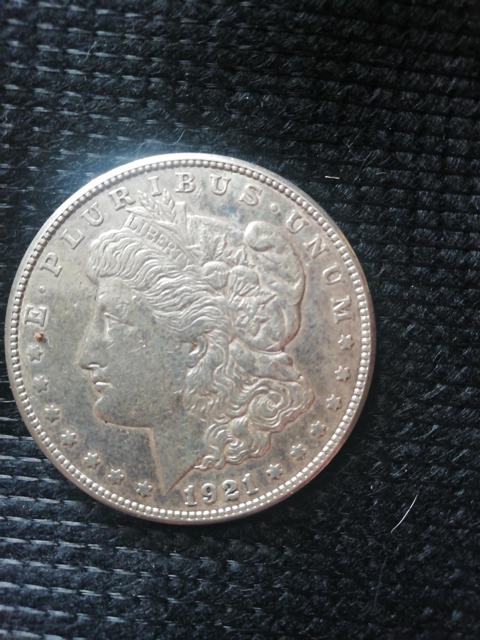 1921 silver dollar e pluribus unum obverse lamination struck coin
