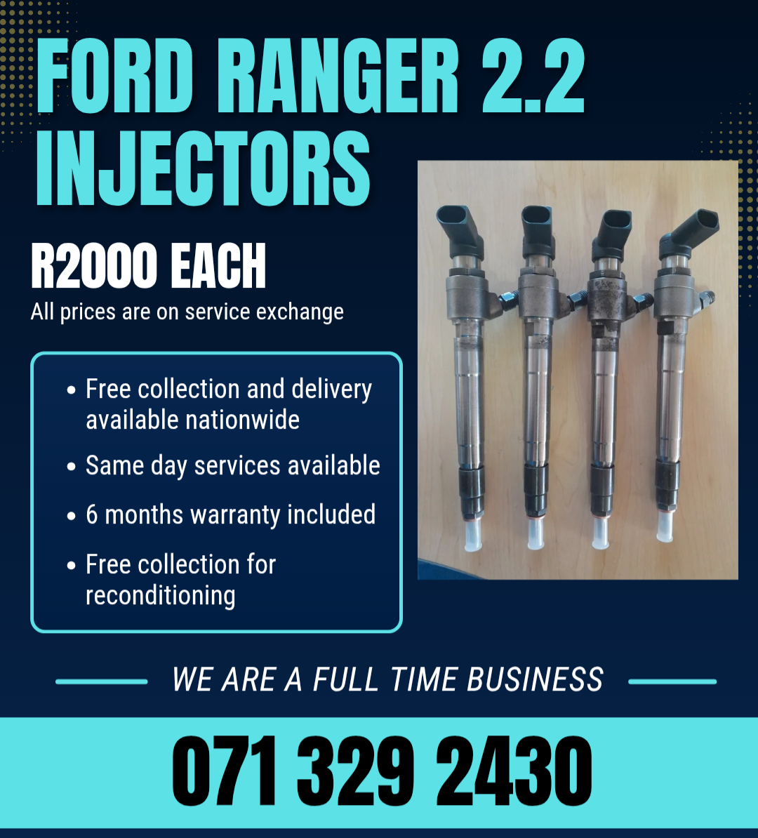 FORD RANGER 2.2 DIESEL INJECTORS FOR SALE WITH WARRANTY - Private Seller FORD RANGER 2.2 DIESEL INJECTORS FOR SALE WITH WARRANTY - Private Seller
