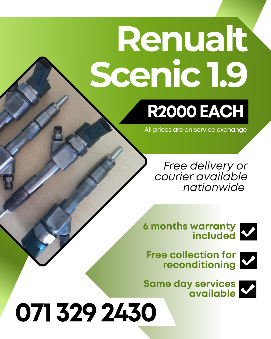 RENUALT SCENIC 1.9 INJECTORS FOR SALE WITH WARRANTY