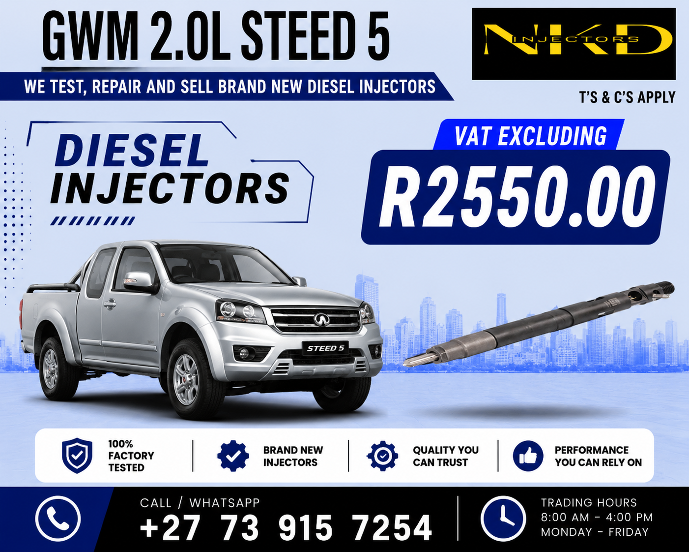 GWM_2.0L_STEED 5_Injectors - Private Seller GWM_2.0L_STEED 5_Injectors - Private Seller