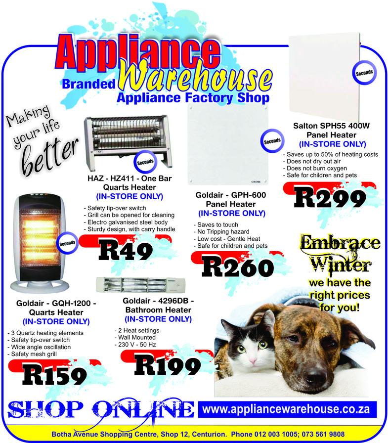 Appliance Warehouse Centurion - OUR PRICES WILL KEEP THE COLD OUT!