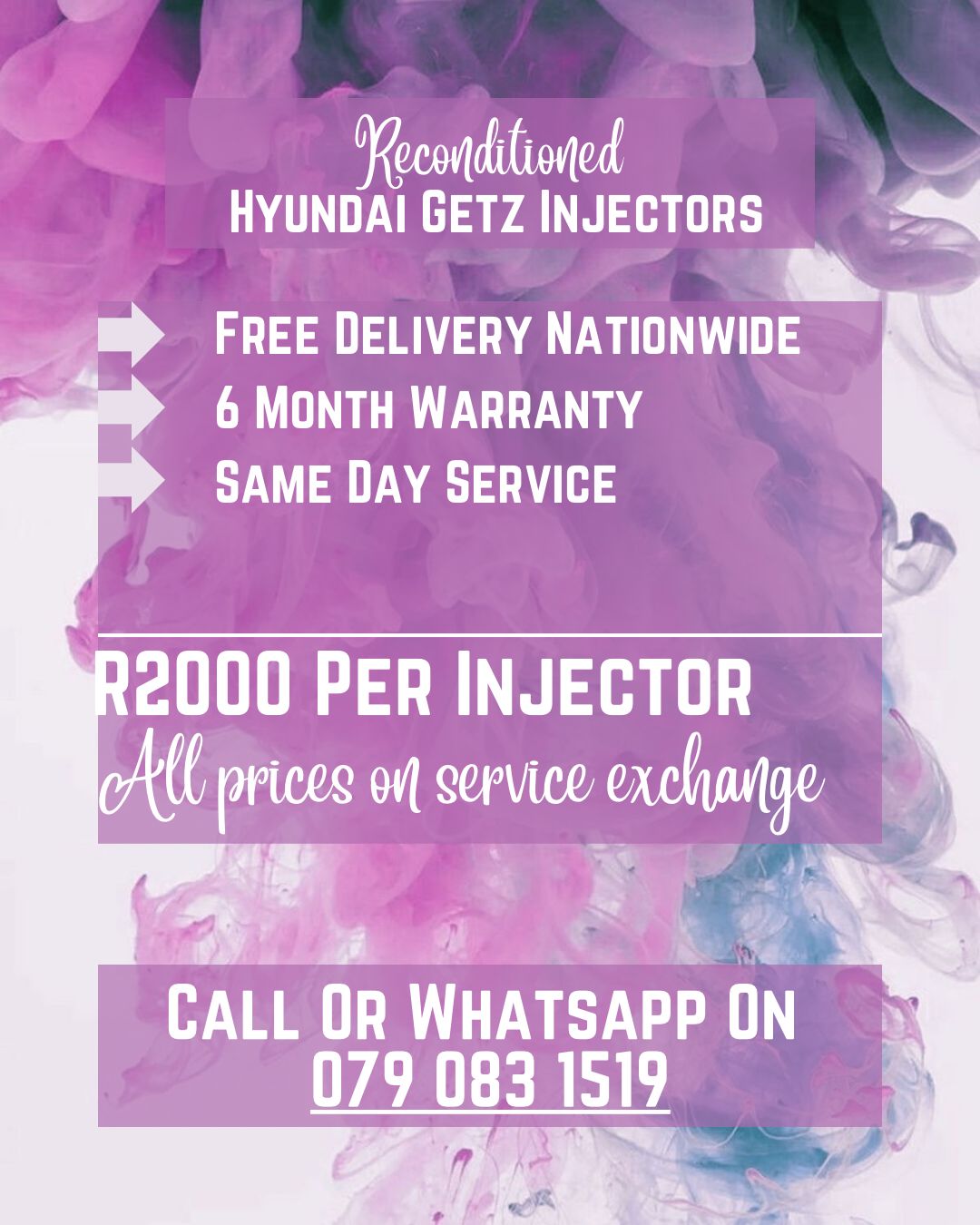 HYUNDAI GETZ INJECTORS FOR SALE WITH WARRANTY INCLUDED - Private Seller HYUNDAI GETZ INJECTORS FOR SALE WITH WARRANTY INCLUDED - Private Seller