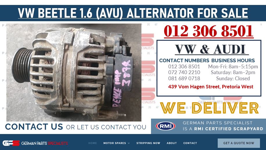 VW BEETLE 1.6 (AVU ENGINE) ALTERNATORS FOR SALE - Private Seller VW BEETLE 1.6 (AVU ENGINE) ALTERNATORS FOR SALE - Private Seller