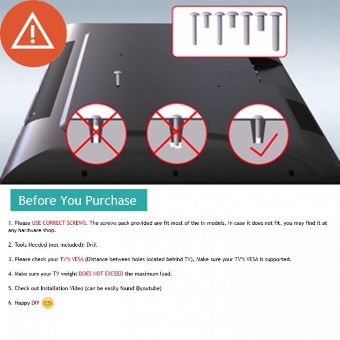 TV Wall Mount Bracket, Flat Panel TV Wall Mount Bracket 26inch to 55inch. Brand New Products.