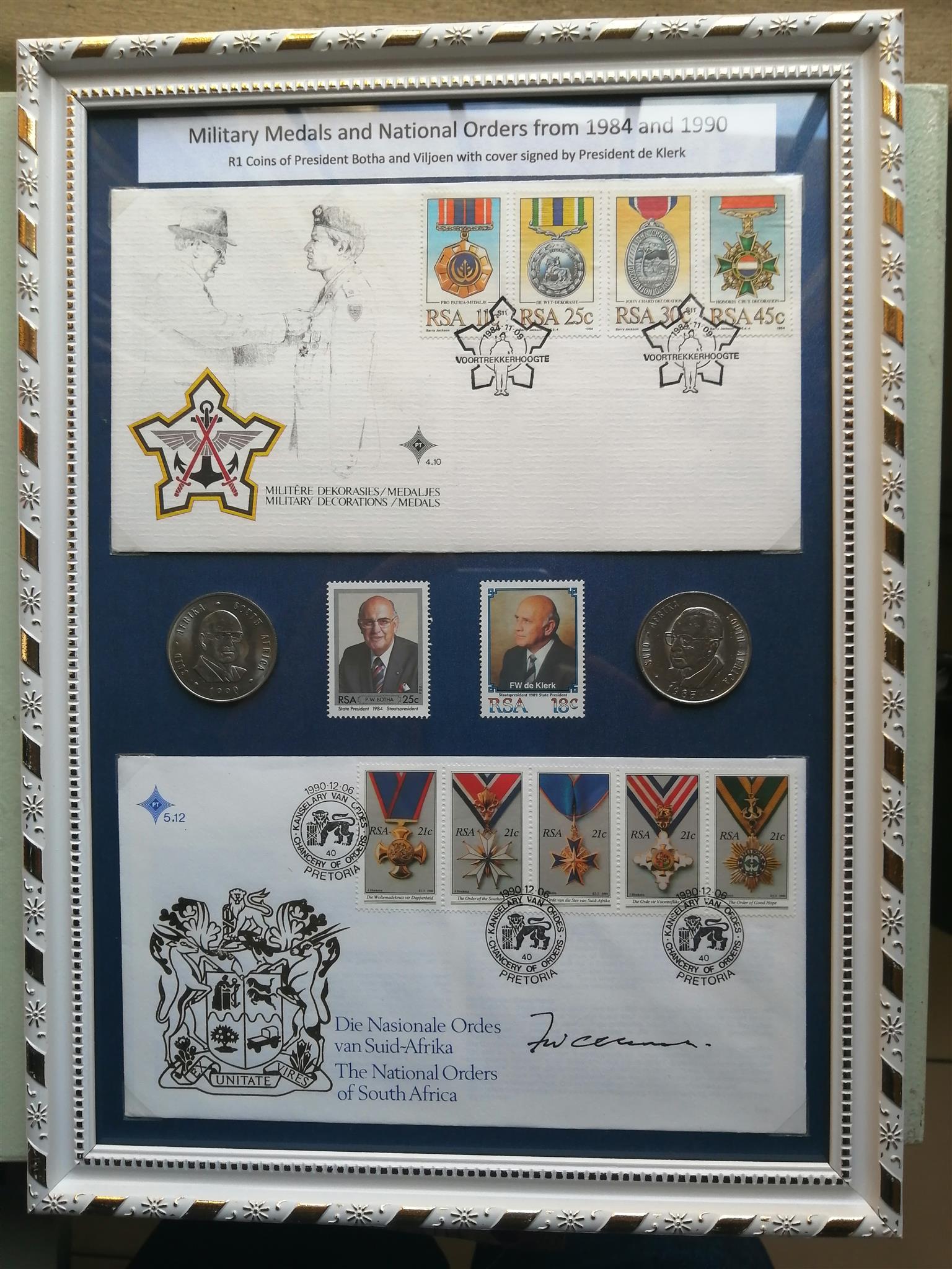 Military decorations First day Covers set - signed by FW de Klerk