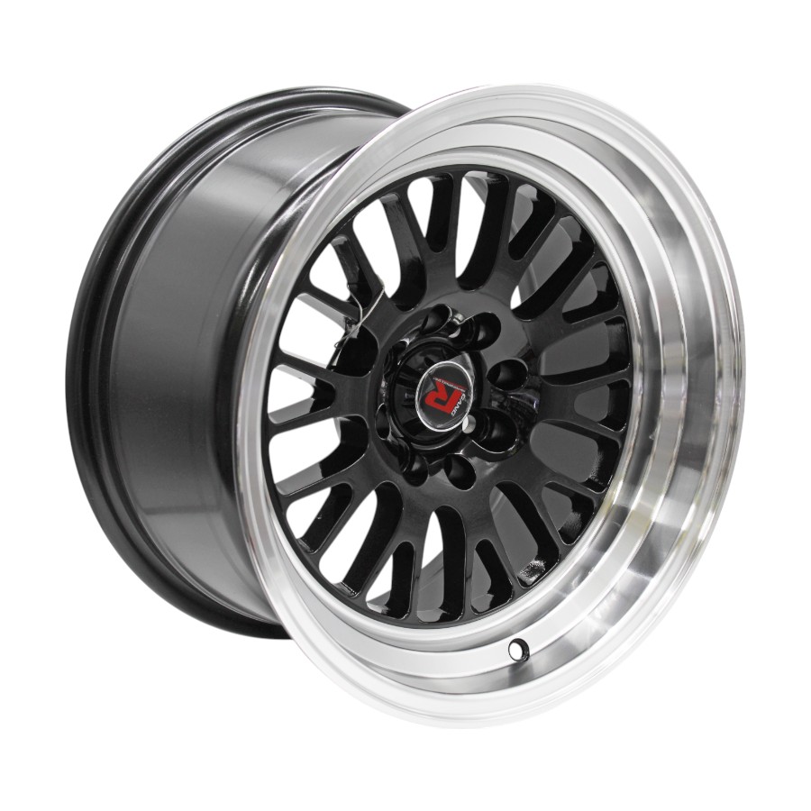 15″ 151046 4/100 & 4/108 Gloss Black with Silver Lip Alloy Wheels