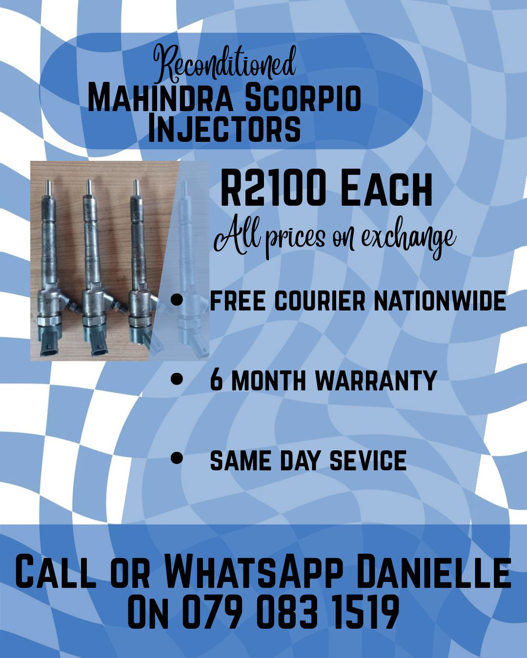 MAHINDRA SCORPIO INJECTORS FOR SALE WITH WARRANTY INCLUDED - Private Seller MAHINDRA SCORPIO INJECTORS FOR SALE WITH WARRANTY INCLUDED - Private Seller