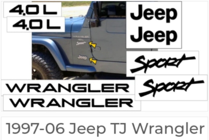 Jeep Wrangler TJ stickers decals - Private Seller