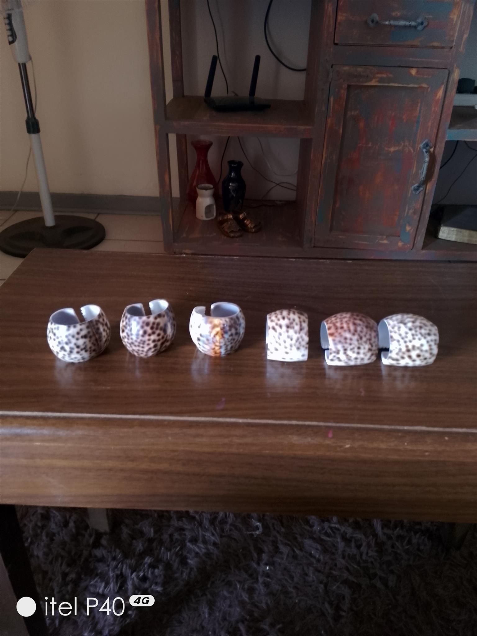 Vintage Tiger Cowrie Shell Napkin rings