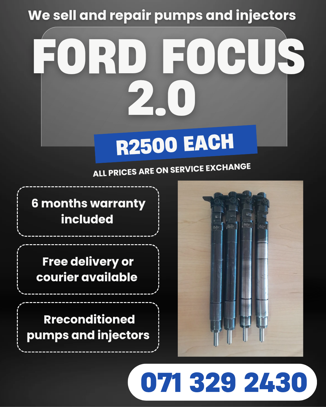 FORD FOCUS 2.0 INJECTORS FOR SALE WITH WARRANTY INCLUDED - Private Seller FORD FOCUS 2.0 INJECTORS FOR SALE WITH WARRANTY INCLUDED - Private Seller