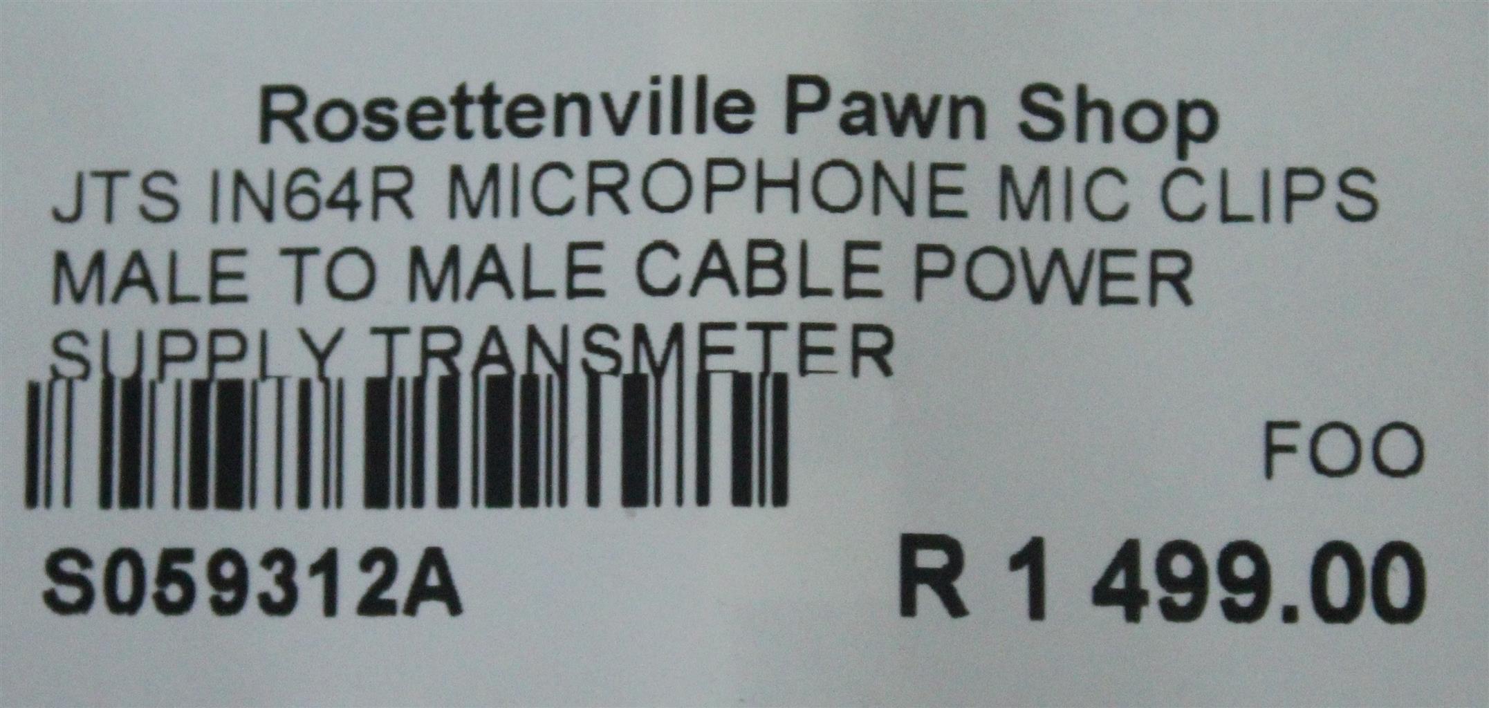 JTS IN64R MICROPHONE MIC CLIPS MALETOMALE CABLE POWER SUPPLY TRANSMETER S059312A
