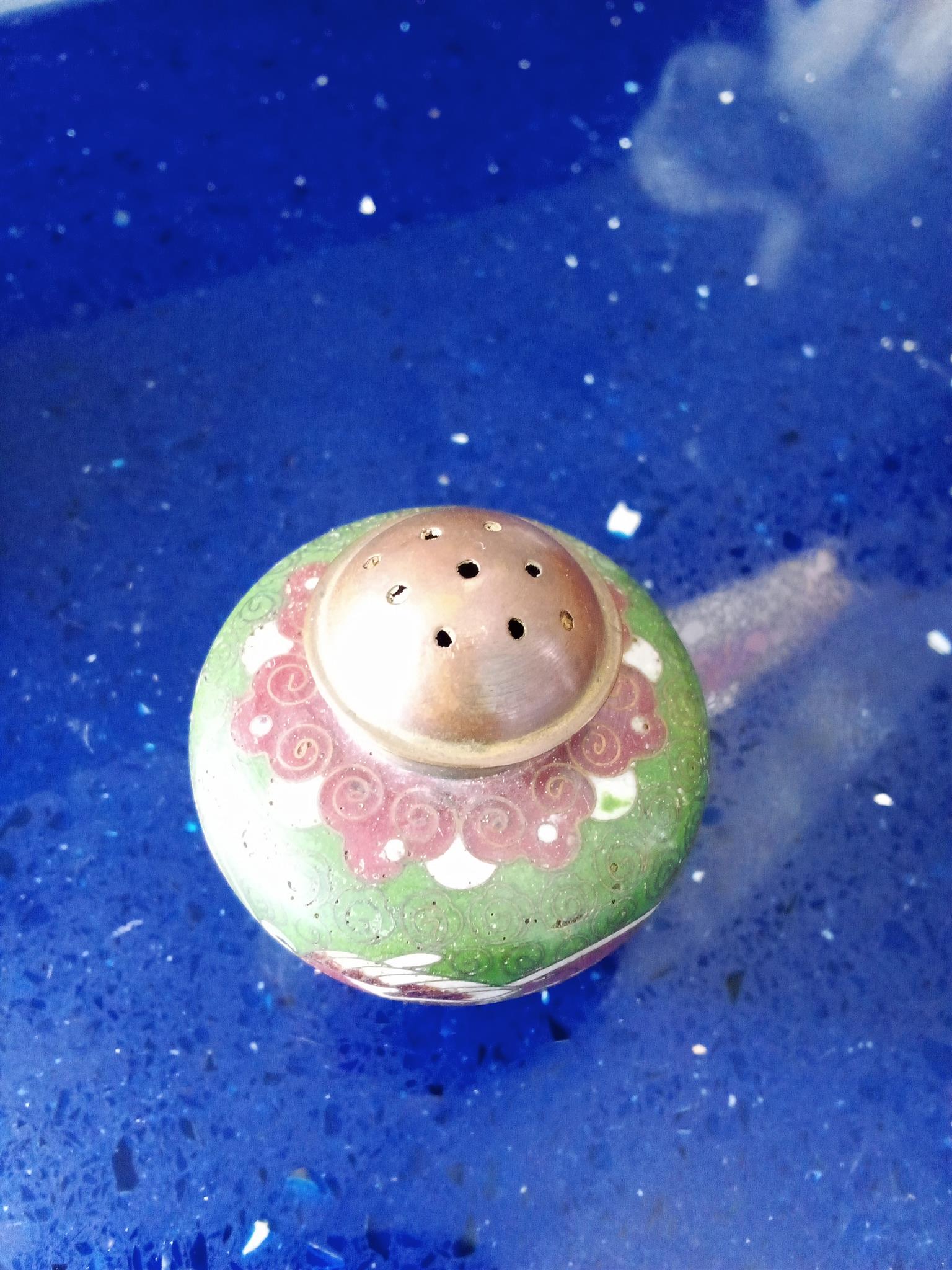 Vintage cloisonne salt and pepper set