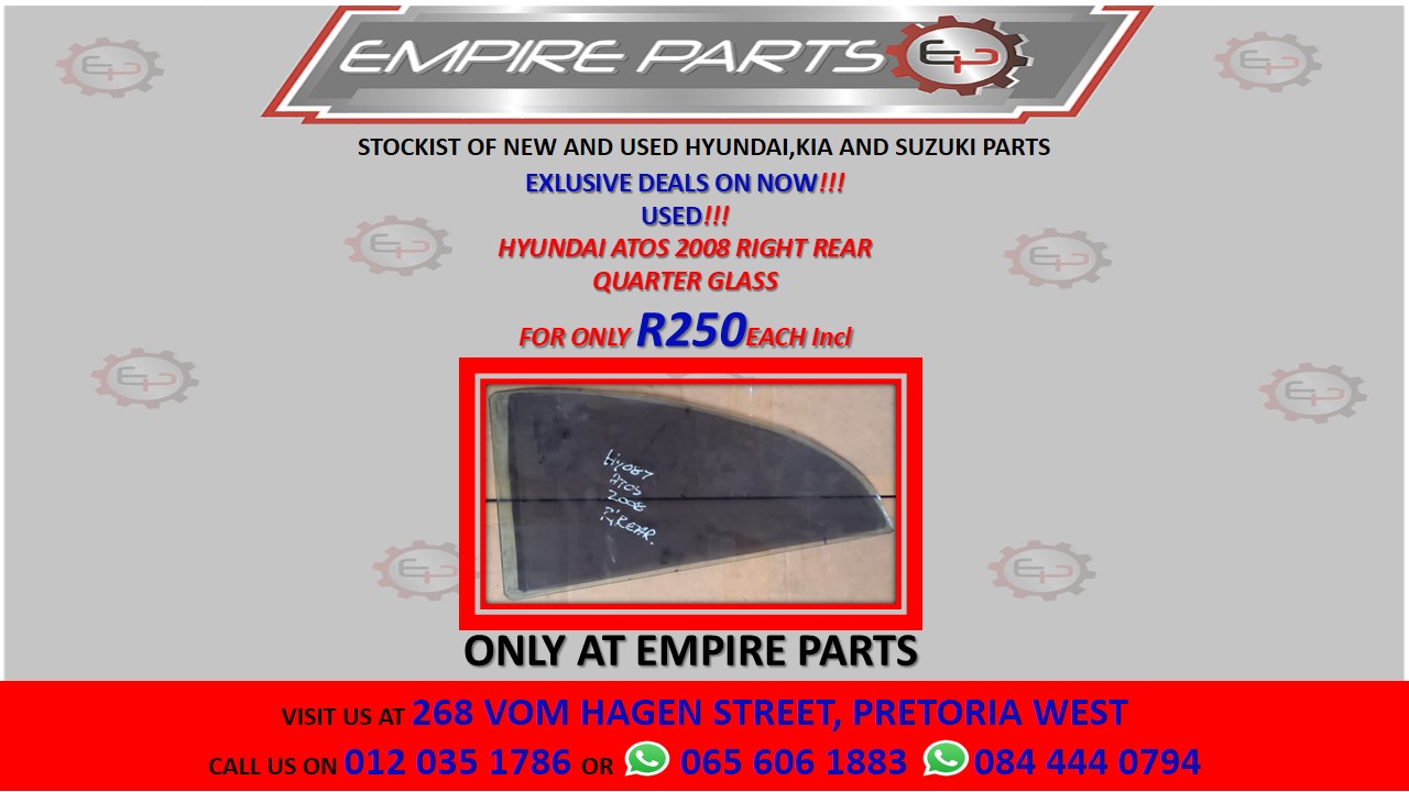 HYUNDAI ATOS 2008 RIGHT REAR QUARTER GLASS - Private Seller HYUNDAI ATOS 2008 RIGHT REAR QUARTER GLASS - Private Seller